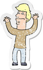 retro distressed sticker of a cartoon nervous man