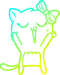 cold gradient line drawing cartoon cat