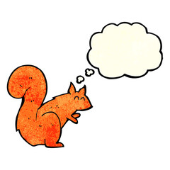 cartoon red squirrel with thought bubble