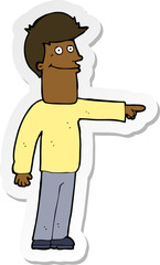 sticker of a cartoon man pointing