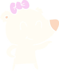 female polar bear flat color style cartoon