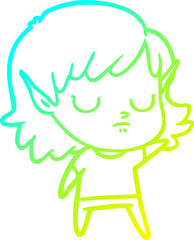cold gradient line drawing cartoon elf girl