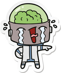 sticker of a cartoon crying robot
