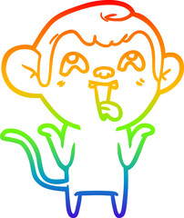 rainbow gradient line drawing crazy cartoon monkey