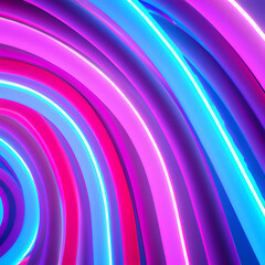 3d render, abstract background with glowing pink blue neon lines
