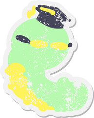 cute cartoon clever caterpillar grunge sticker