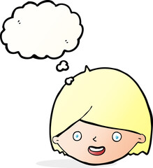 cartoon happy face with thought bubble