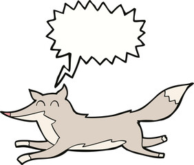cartoon running wolf with speech bubble