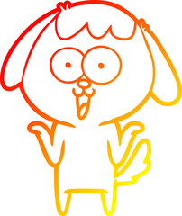 warm gradient line drawing cute cartoon dog