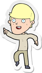 sticker of a cartoon happy man