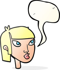 speech bubble cartoon female face