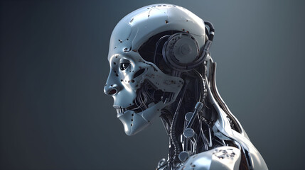 Obraz na płótnie Canvas A Humanoid Cyborg Robot Created by Generative AI