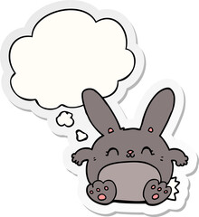 cartoon rabbit and thought bubble as a printed sticker