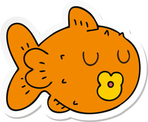 sticker of a quirky hand drawn cartoon fish