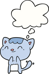 cartoon happy cat and thought bubble