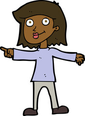 Fototapeta premium cartoon happy woman pointing