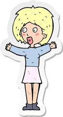 sticker of a cartoon worried woman