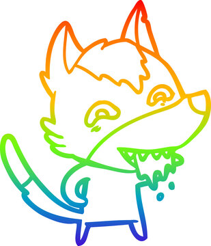 recommend clip art: rainbow gradient line drawing cartoon hungry wolf