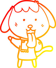 warm gradient line drawing cute cartoon dog