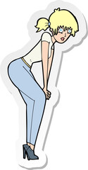 sticker of a cartoon woman posing