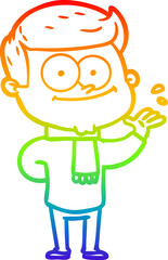 rainbow gradient line drawing cartoon happy man
