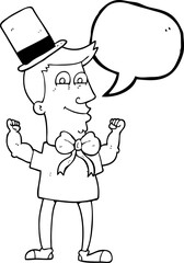 speech bubble cartoon celebrating man