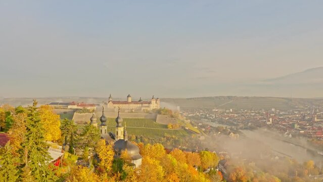 Aeriel view of the city Wurzburg in Germany