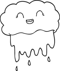 black and white cartoon rain cloud