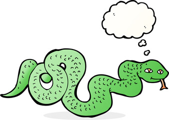 cartoon snake with thought bubble