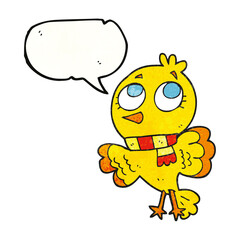 cute speech bubble textured cartoon bird