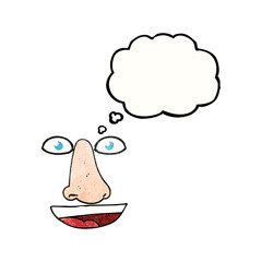 thought bubble textured cartoon facial features
