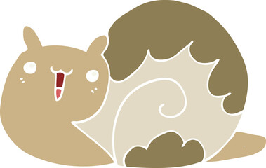 cute flat color style cartoon snail