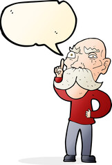 Fototapeta na wymiar cartoon annoyed old man with speech bubble