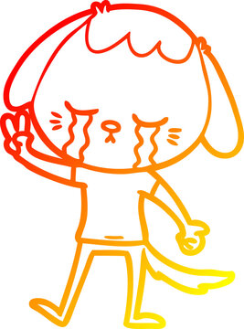 recommend clip art: warm gradient line drawing cartoon dog crying