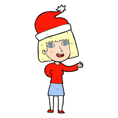 cartoon woman ready for christmas