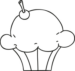 quirky line drawing cartoon muffin