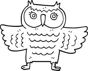 line drawing cartoon wise old owl