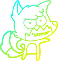 cold gradient line drawing cartoon grinning fox