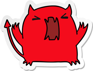 sticker cartoon of a cute kawaii devil