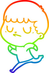 rainbow gradient line drawing cartoon grumpy boy