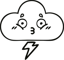 line drawing cartoon thunder cloud