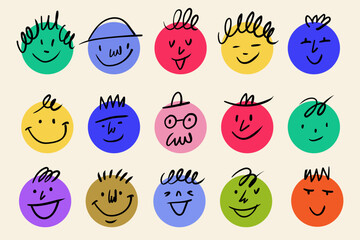 Various Emotions. Different colorful characters. Cartoon style
