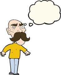 cartoon angry old man with thought bubble