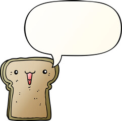 cute cartoon toast and speech bubble in smooth gradient style