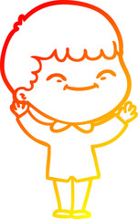 warm gradient line drawing cartoon happy boy