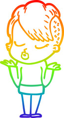 rainbow gradient line drawing cartoon pretty hipster girl