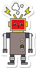 sticker of a cute cartoon robot malfunction