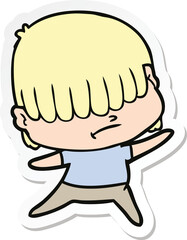 sticker of a cartoon boy with untidy hair