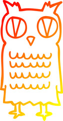 warm gradient line drawing cartoon owl
