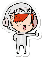 sticker of a cartoon astronaut woman